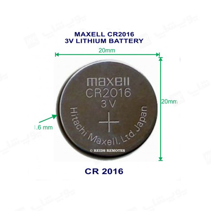 باتری سکه ای 3V مکسل مدل CR2016 تک عددی از ضخامت 1.6 میلیمتر و قطری معادل 20 میلی متر برخوردار است.