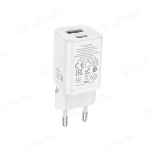شارژر دیواری 30W هوکو مدل N13 به همراه کابل دارای پلاگین 2 پین ورودی اروپا می باشد.