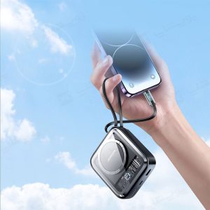 پاوربانک 10000mAh وایرلس شارژ مگنتی جویروم مدل JR-L007 دارای بند قابل حمل آسان می باشد.