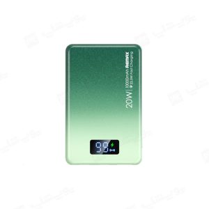 پاوربانک 10000mAh وایرلس شارژ مگنتی ریمکس مدل RPP-531 در رنگ بندی سبز می باشد.