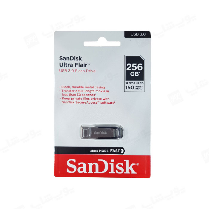 فلش مموری سان دیسک مدل Ultra Flair USB3.0 با ظرفیت 256 گیگابایت دارای بسته بندی و گاراینتی معتبر می باشد.
