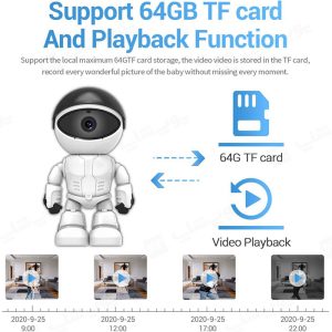 دوربین و ربات هوشمند ردیاب Smart Auto Tracking Camera با مموری کارت تا 128 گیگابایت است.