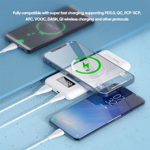 پاوربانک 10000mAh وایرلس شارژ مگنتی ویدوی مدل PB765 دارای پشتیبانی گسترده از انواع پروتکل های شارژ سریع می باشد.