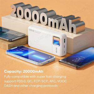 پاوربانک 20000mAh ویدوی مدل PB768 با ظرفیت 20000 میلی آمپر ساعت می باشد.