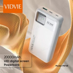 پاوربانک 20000mAh ویدوی مدل PB768 دارای نمایشگر با کیفیت است.