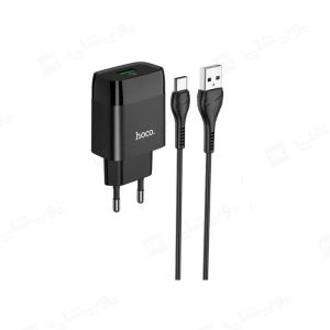 شارژر دیواری 18 واتی هوکو مدل C72Q QC3.0 با کابل همراه تایپ C