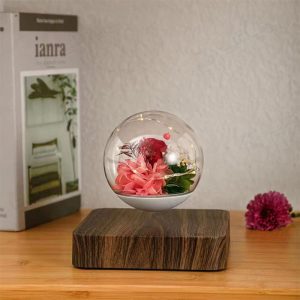 گوی معلق مغناطیسی HCNT مدل Rose Flower دارای دکمه کنترلر بر روی پایه است