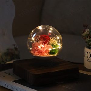 گوی معلق مغناطیسی HCNT مدل Rose Flower دارای لامپ LED است