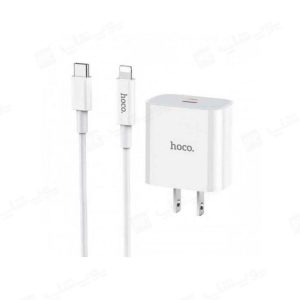 شارژر دیواری 20 وات هوکو مدل C76 Plus با کابل تایپ C به لایتنینگ