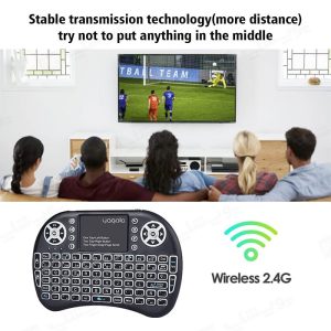 مینی کیبورد و موس بی سیم RGB مدل Backlit دارای اتصال بی سیم پایدار می باشد.