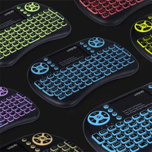 مینی کیبورد و موس بی سیم RGB مدل Backlit با طراحی ظاهری زیبا است.