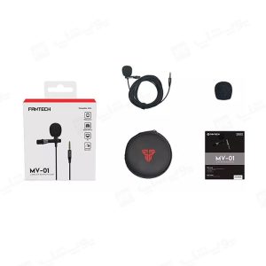 میکروفن یقه ای فنتک مدل MV-01 در بسته بندی مناسب و دارای کیف همراه است.