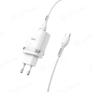 شارژر دیواری 18W هوکو مدل C12Q با کابل تایپ C در رنگ بندی سفید می باشد.