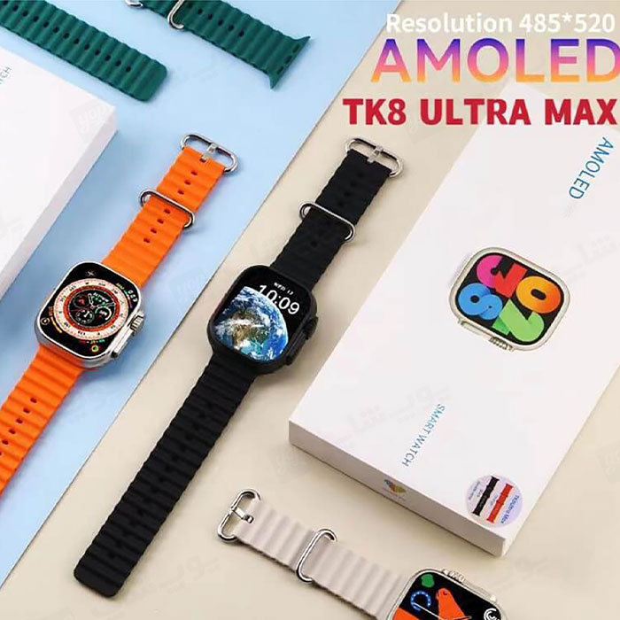 ساعت هوشمند مدل TK8 Ultra Max با بند اضافی سیلیکونی می باشد.
