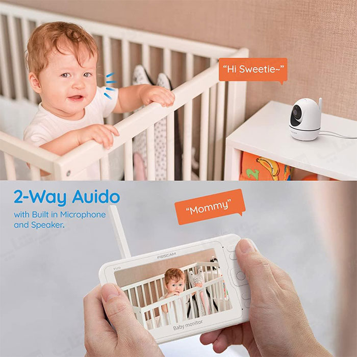 دوربین کنترل کودک فوسکم مدل BM1 دارای قابلیت انتقال صدای دو طرفه است.