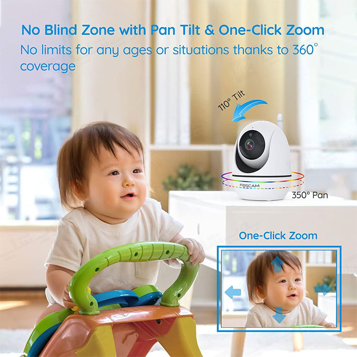 دوربین کنترل کودک فوسکم مدل BM1 با دوربین چرخش تا 360 درجه می باشد.
