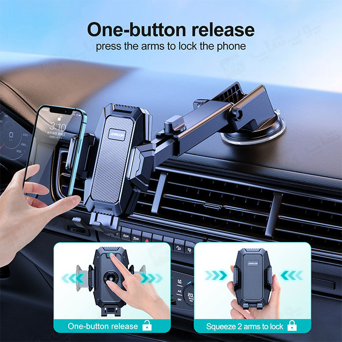 هولدر گوشی موبایل جویروم مدل JR-ZS285 قابل نصب بر روی داشبورد خودرو می باشد.