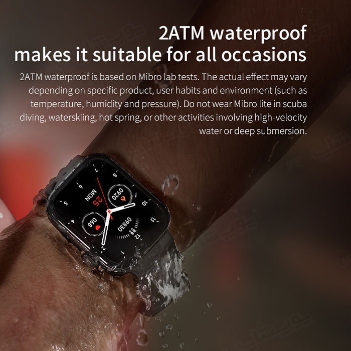 ساعت هوشمند میبرو مدل Mibro Watch T1 دارای استاندارد ضد آب می باشد.