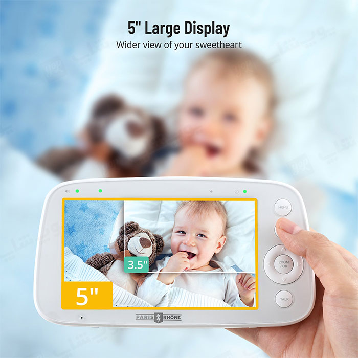 دوربین کنترل کودک پاریس رون مدل PE-IH003 با نمایشگر بزرگ 5 اینچی است.
