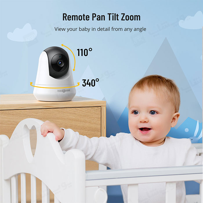 دوربین کنترل کودک پاریس رون مدل PE-IH003 دارای قابلیت چرخش در دو زاویه مختلف می باشد.