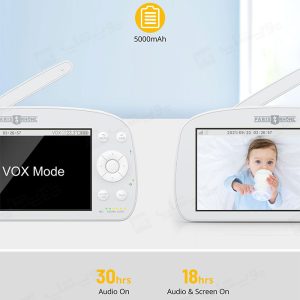 دوربین کنترل کودک پاریس رون مدل PE-IH004 با باتری 5000 میلی آمپر ساعتی است.