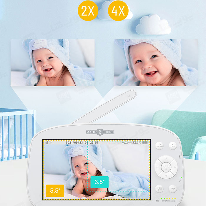 دوربین کنترل کودک پاریس رون مدل PE-IH004 دارای قابلیت زوم می باشد.