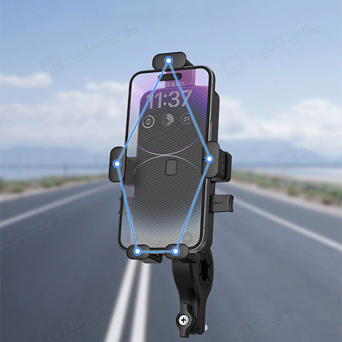 هولدر گوشی موبایل رسی مدل RHO-C30 مناسب دوچرخه با 5 نگهدارنده و محکم می باشد.