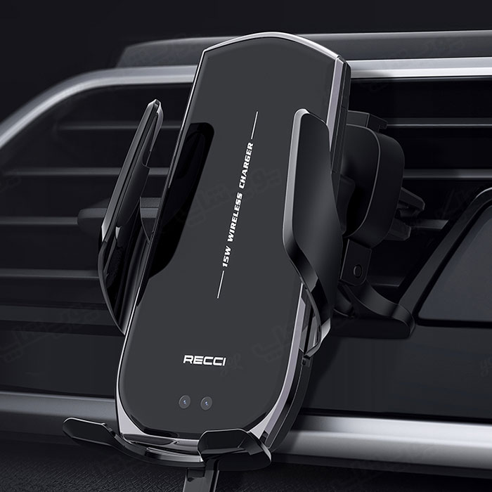 هولدر و شارژر بی سیم موبایل رسی مدل RHO-C27 قابل نصب بر روی جا کولری خودرو می باشد.