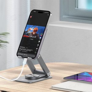 هولدر گوشی و تبلت رومیزی رسی مدل RHO-M15 دارای شیار برای قرار دادن در حالت شارژ می باشد.