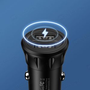 شارژر فندکی ریمکس مدل RCC236 دارای 2 پورت خروجی USB است.