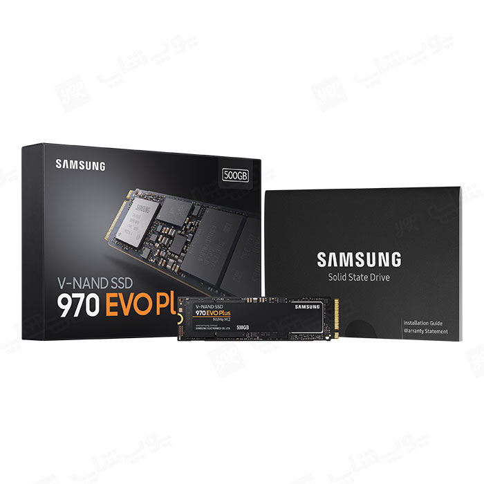 هارد M.2 SSD اینترنال 500 گیگابایت سامسونگ مدل 970EVO Plus در بسته بندی مناسب قرار دارد.