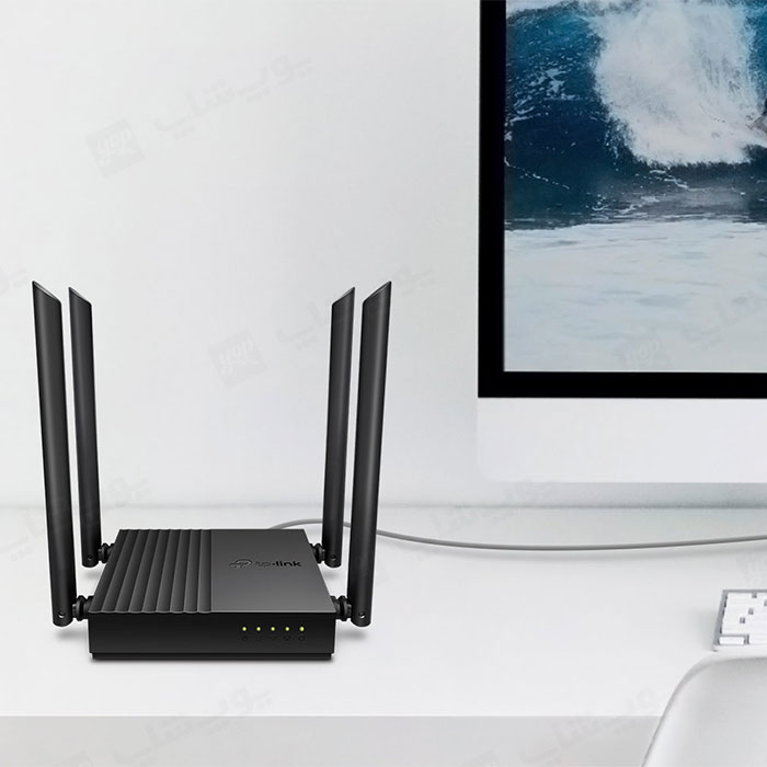 روتر بی سیم تی پی لینک Archer C64 با چراغ های راهنما است.