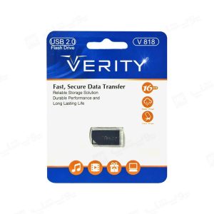 فلش مموری وریتی مدل V818 USB2.0 با ظرفیت 16 گیگابایت در بسته بندی مناسب قرار دارد.