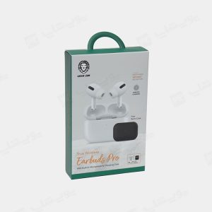 هندزفری بی سیم گرین لاین مدل Earbuds Pro در بسته بندی مناسب قرار دارد.