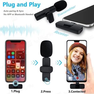 میکروفن یقه ای بی سیم تایپ C مدل K8 بدون نیاز به نصب نرم افزار