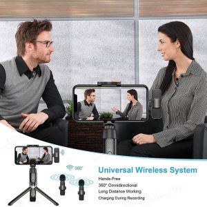 میکروفن یقه ای دوتایی تایپ C و لایتنینگ مدل K9 با قابلیت در دریافت صدای به صورت 360 درجه می باشد.