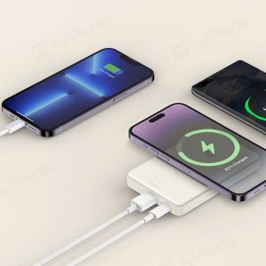 پاوربانک 10000mAh وایرلس شارژ مگنتی رسی مدل RPB-W18 با امکان شارژ 3 دیوایس همزمان می باشد.