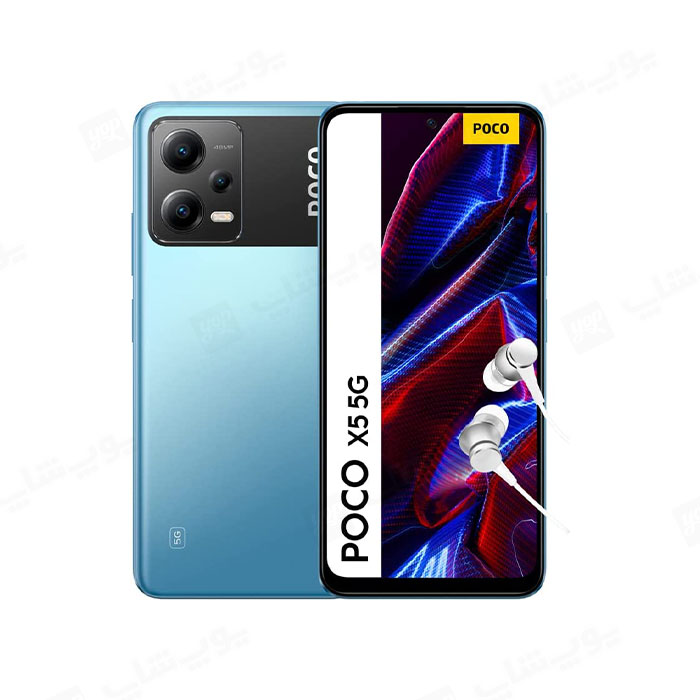 گوشی موبایل شیائومی مدل Poco X5 5G ظرفیت 256 گیگابایت رم 8 گیگابایت در رنگ بندی آبی است.