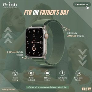 ساعت هوشمند جی تب مدل FT8 دارای بند قابل تنظیم می باشد.