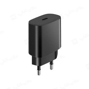 شارژر دیواری 25W اورجینال سامسونگ مدل EP-TA800 با کابل تایپ C به تایپ C در رنگ بندی مشکی است.