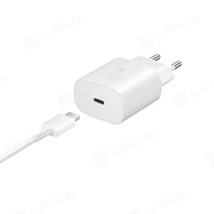 شارژر دیواری 25W اورجینال سامسونگ مدل EP-TA800 با کابل تایپ C به تایپ C دارای پورت خروجی تایپ C می باشد.