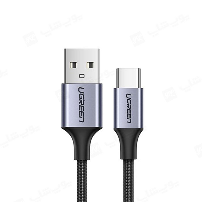 کابل شارژ USB به تایپ C یوگرین مدل US288 به طول 2 متر در رنگ بندی مشکی می باشد.