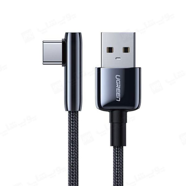 کابل شارژ 90 درجه USB به تایپ C یوگرین مدل US313 به طول 1 متر در رنگ بندی مشکی می باشد.