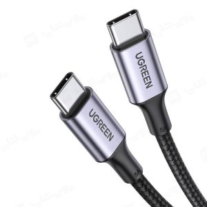کابل شارژ تایپ C به تایپ C یوگرین مدل US316 به طول 2 متر با رویه کنفی بافته شده است.