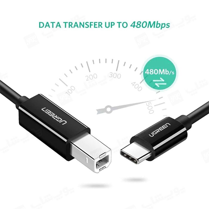 کابل تبدیل پرینتر تایپ C به USB-B یوگرین مدل US241 به طول 2 متر دارای سرعت انتقال داده بالا می باشد.