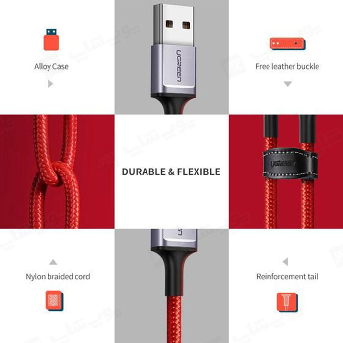کابل شارژ USB به تایپ C یوگرین مدل US505 به طول 1 متر با کیفیت ساخت بالا می باشد.