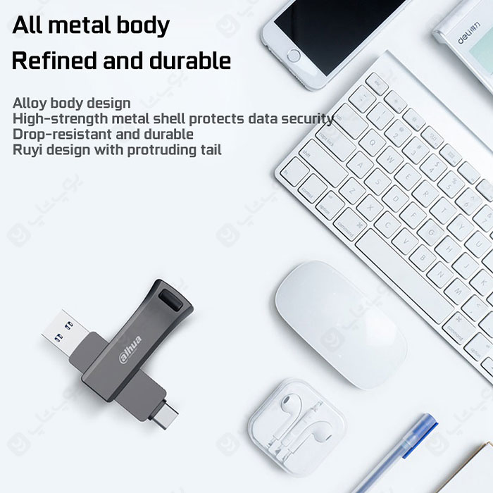 فلش مموری OTG داهوا مدل P629 USB3.2 Gen1 ظرفیت 256 گیگابایت با مقاومت بالا می باشد.