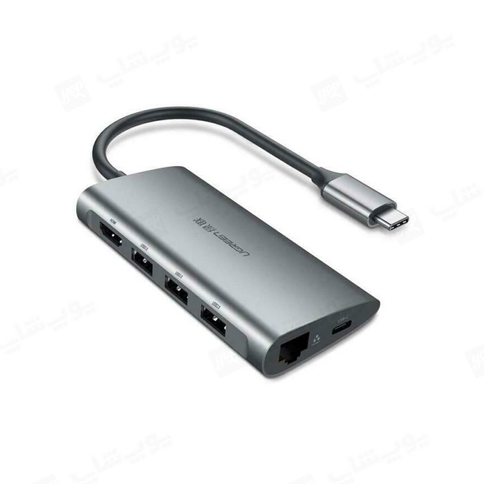 هاب 3 پورت Type C به 3.0 USB با یک پورت HDMI و LAN و درگاه کارت حافظه باقابلیت PD یوگرین CM121