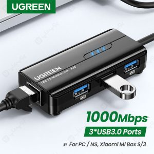 هاب 3 پورت USB 3.0 با پورت LAN یوگرین مدل 20265 مناسب برای استفاده در محیط‌های کاری
