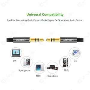 کابل 1 به 1 صدا استریو 3.5 میلی متر (AUX) یوگرین AV119 به طول 3 متر با قابلیت اتصال به دستگاه‌های مختلف